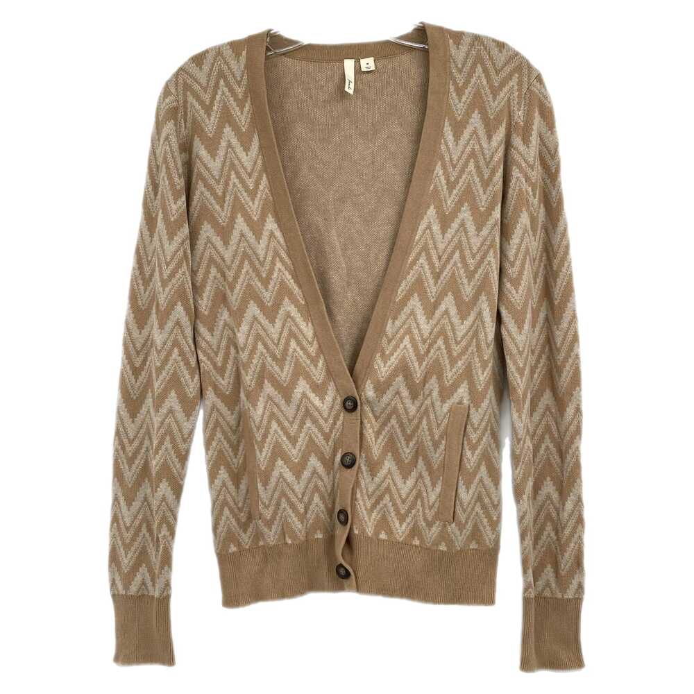 Frenchi Beige Chevron Knit Cardigan | Womens M